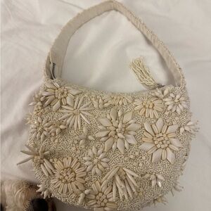 Elegant Cream Beaded Women's Bag